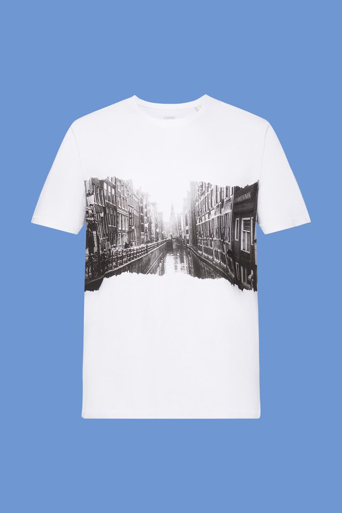 T-shirt z okrągłym dekoltem i nadrukiem, 100% bawełny, WHITE, detail image number 6