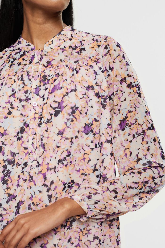 Sukienka mini z wzorzystego szyfonu, LILAC, detail image number 2
