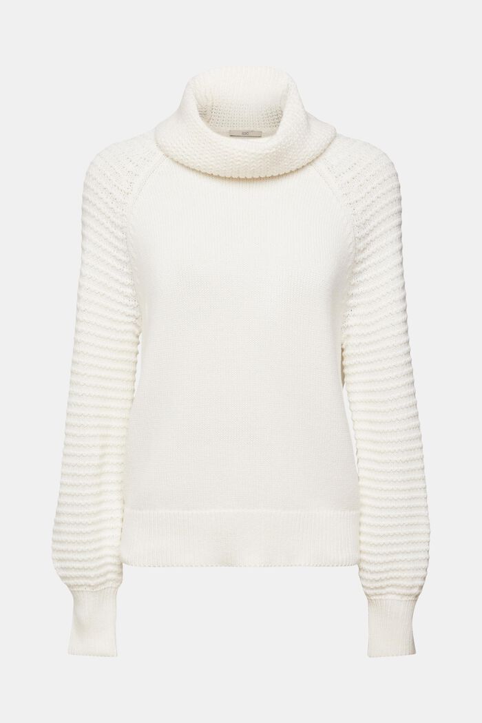 Dzianinowy sweter z półgolfem, OFF WHITE, detail image number 2