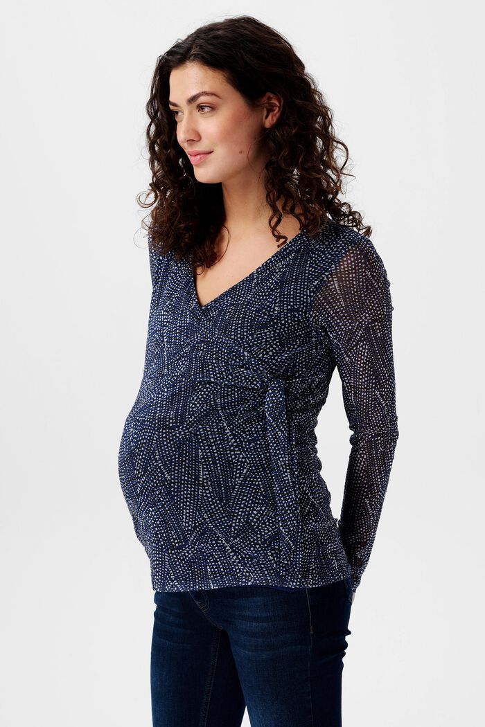 Kopertowa koszulka ciążowa z nadrukiem, DARK BLUE, detail image number 0