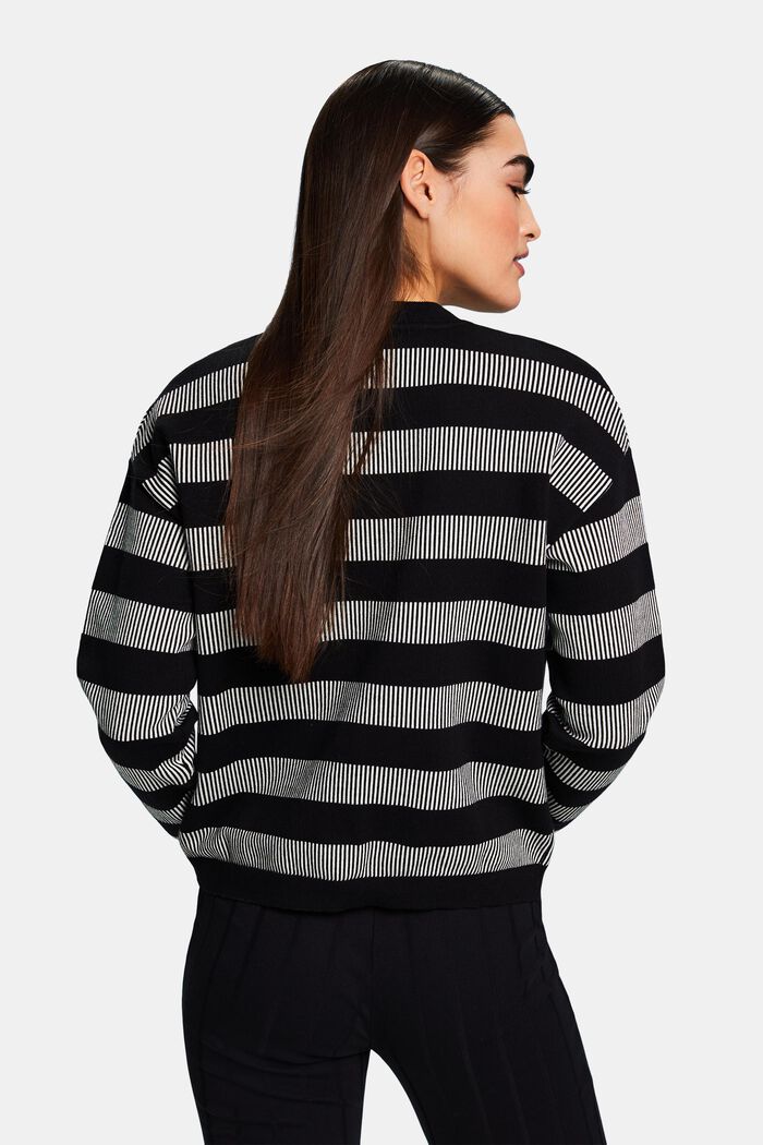 Żakardowy sweter z okrągłym dekoltem w paski, BLACK, detail image number 2