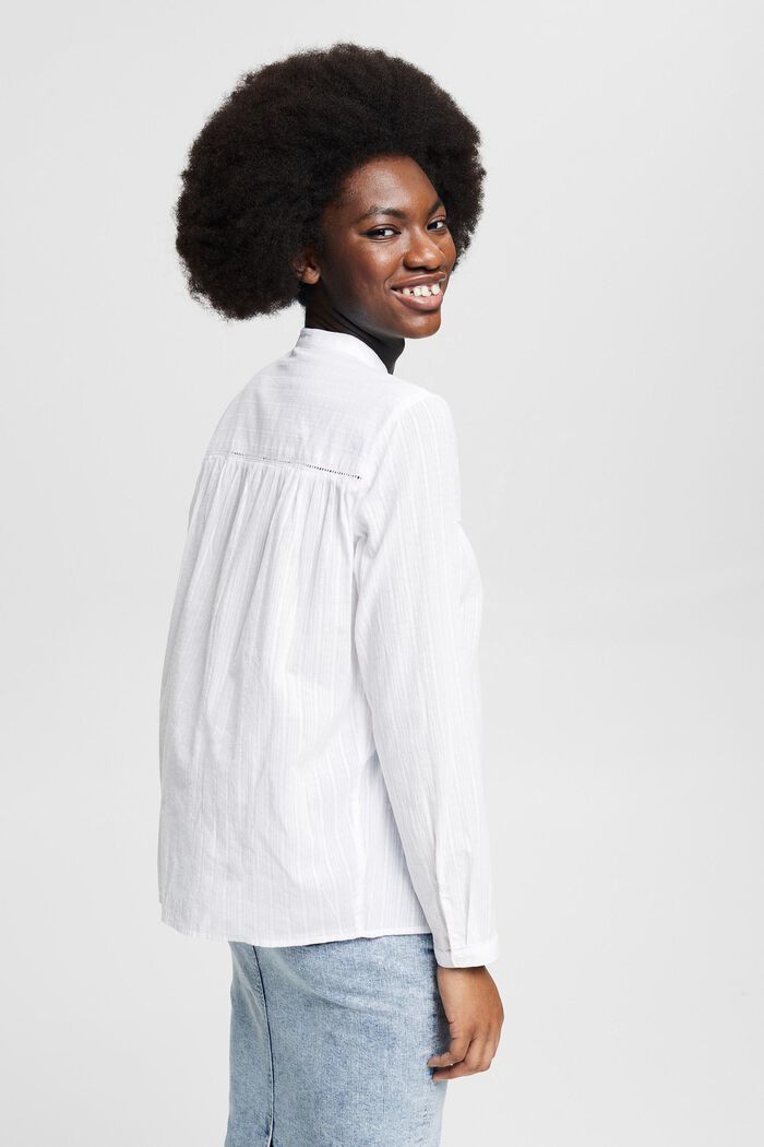 Koszulowa bluzka ze 100% bawełny, WHITE, detail image number 3