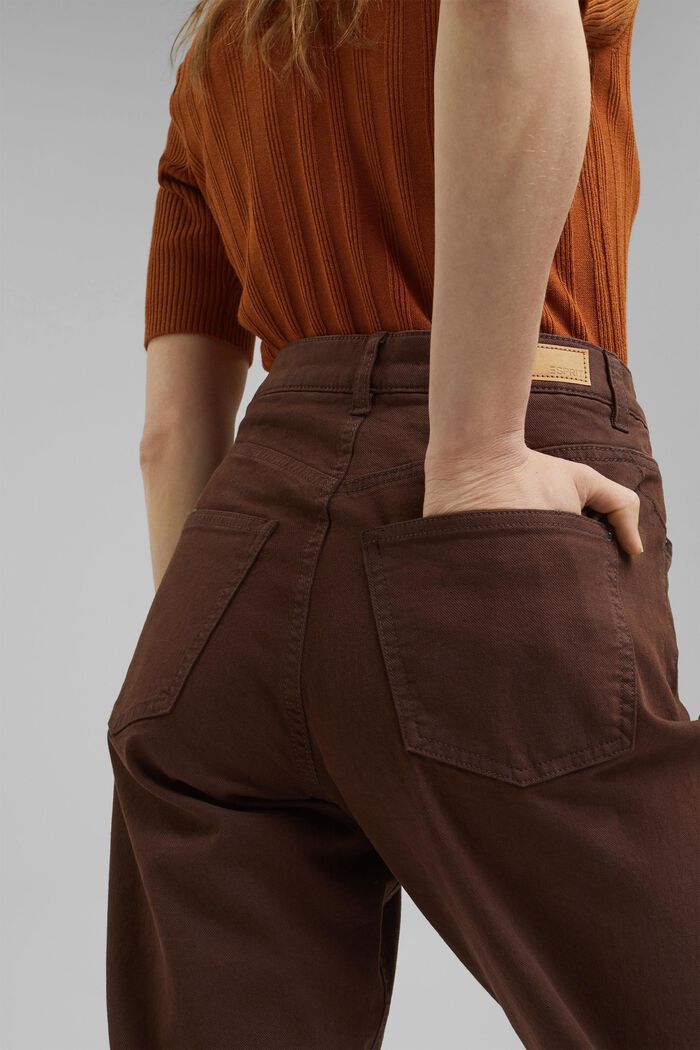 Wygodne spodnie o dł. 7/8 w spranym stylu, bawełna ekologiczna, RUST BROWN, detail image number 5
