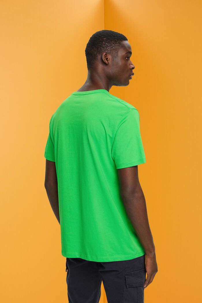 Bawełniany t-shirt z nadrukiem na przodzie, GREEN, detail image number 3