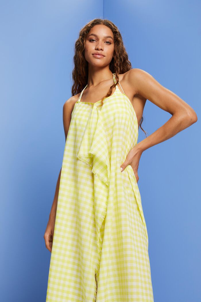 Sukienka plażowa z nadrukiem i wiązaniem na szyi, LIME YELLOW, detail image number 0