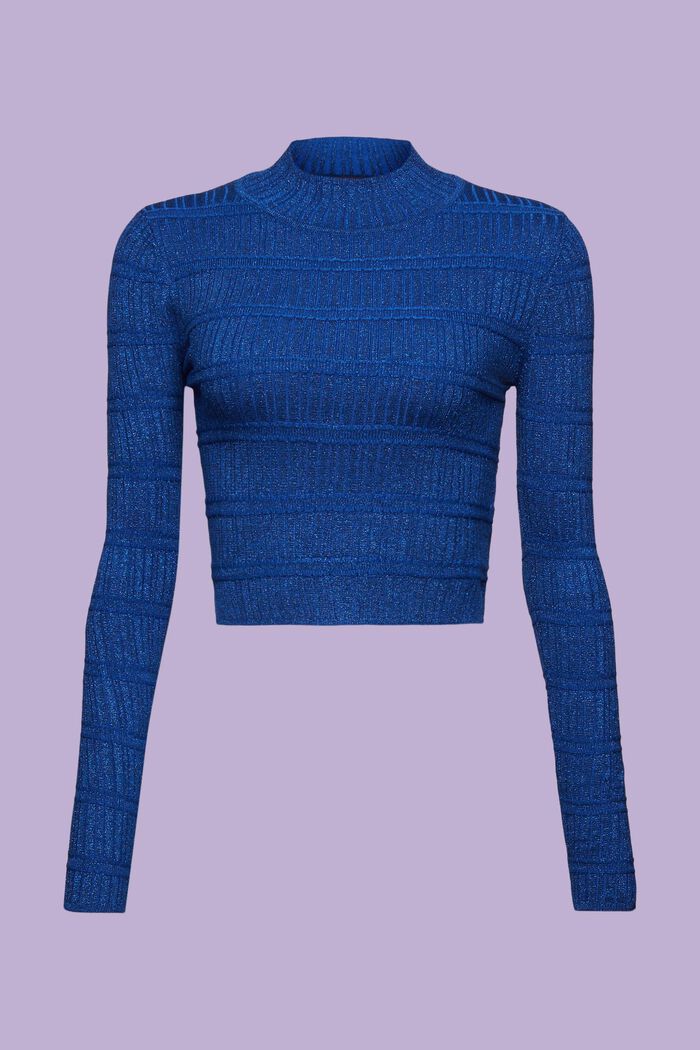 Skrócony sweter z półgolfem z lamy, BRIGHT BLUE, detail image number 6