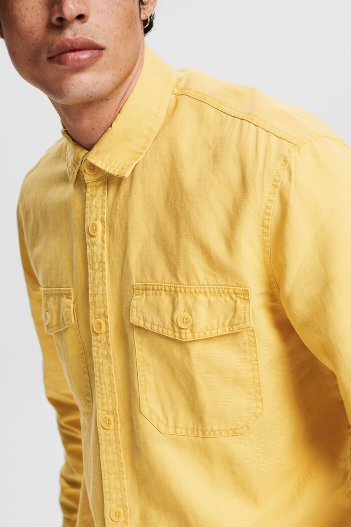 Z mieszanki lnianej: koszula oversize, YELLOW, detail image number 0