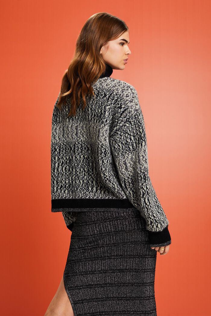 Żakardowy sweter z lamy, BLACK, detail image number 2