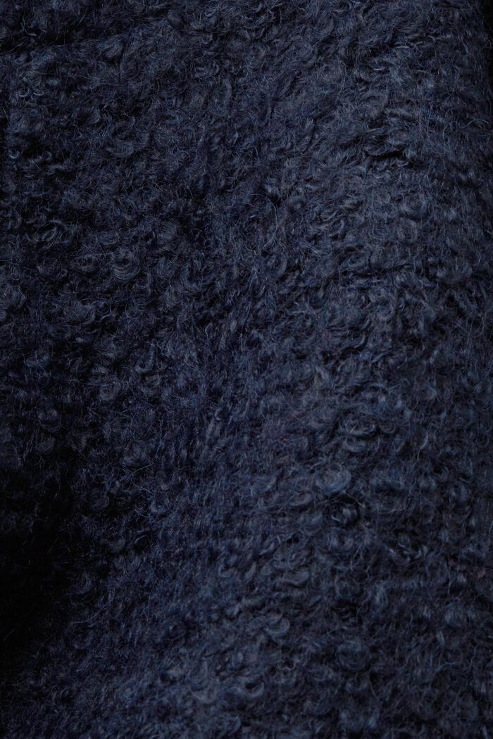 Płaszcz z kapturem z poskręcanego materiału z domieszką wełny, NAVY, detail image number 4
