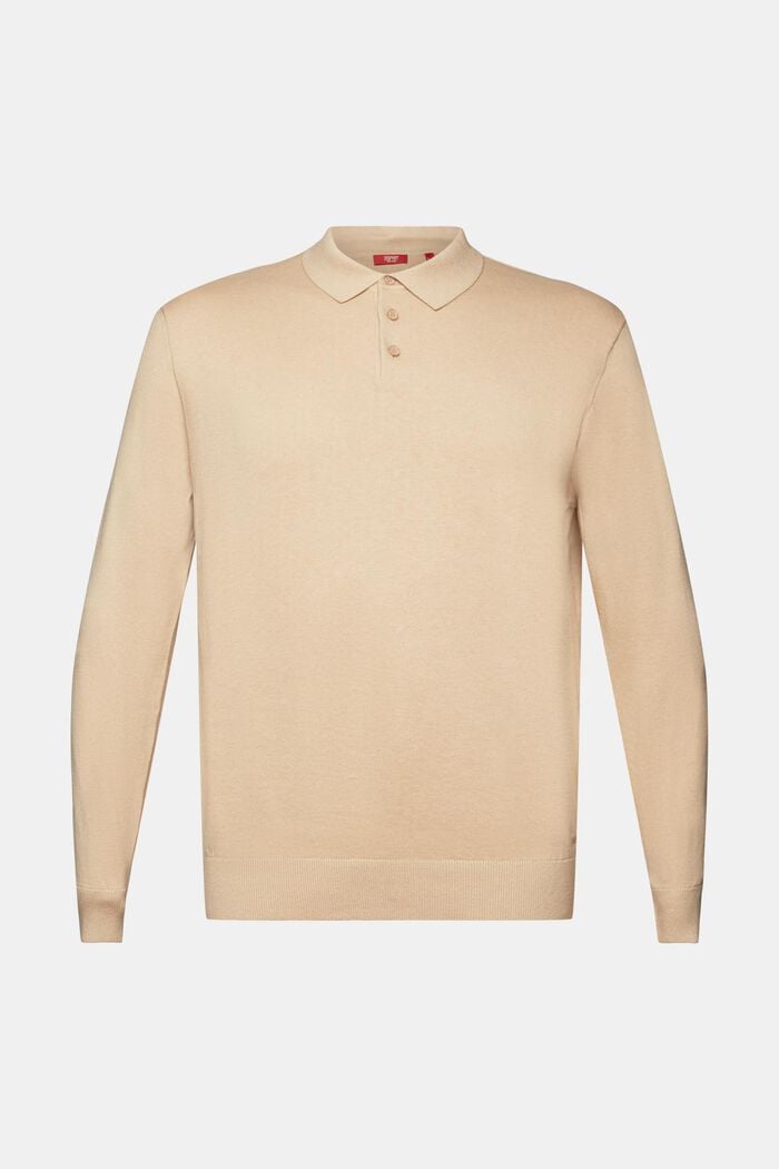 Dzianinowy sweter z kołnierzykiem polo, TENCEL™, SAND, detail image number 6