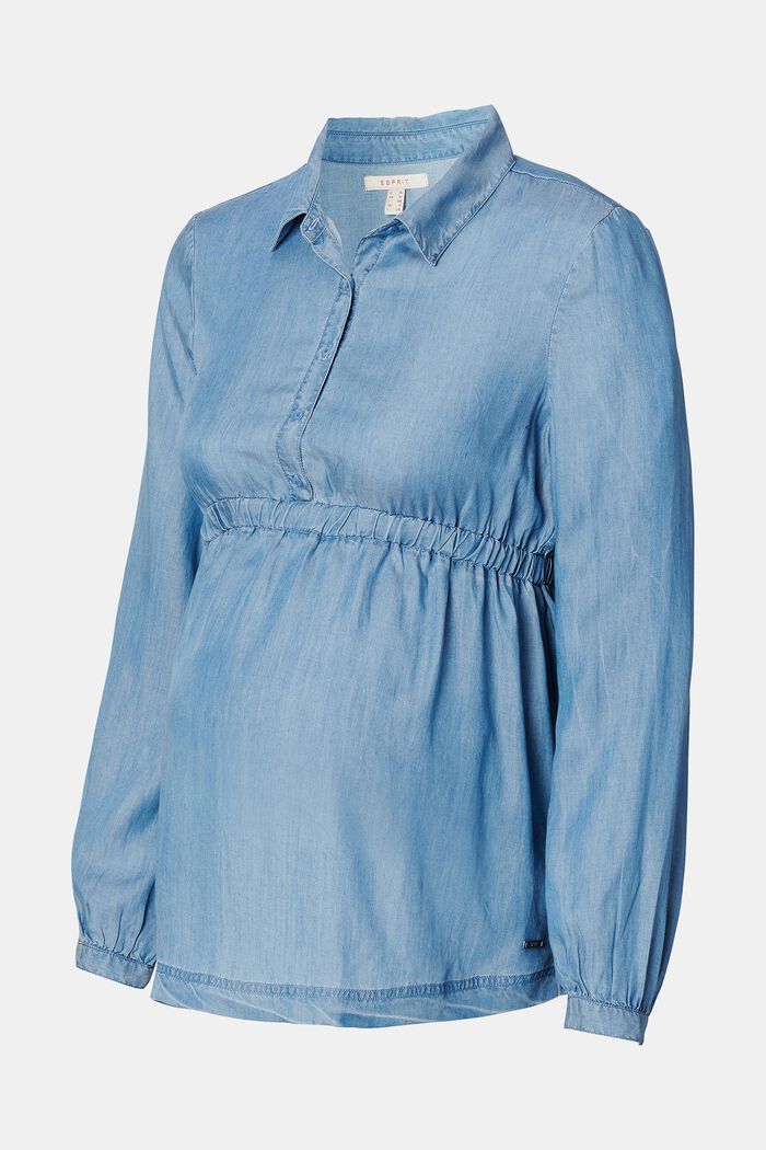Z tkaniny TENCEL™: bluzka z elastycznym pasem z tkaniny chambray