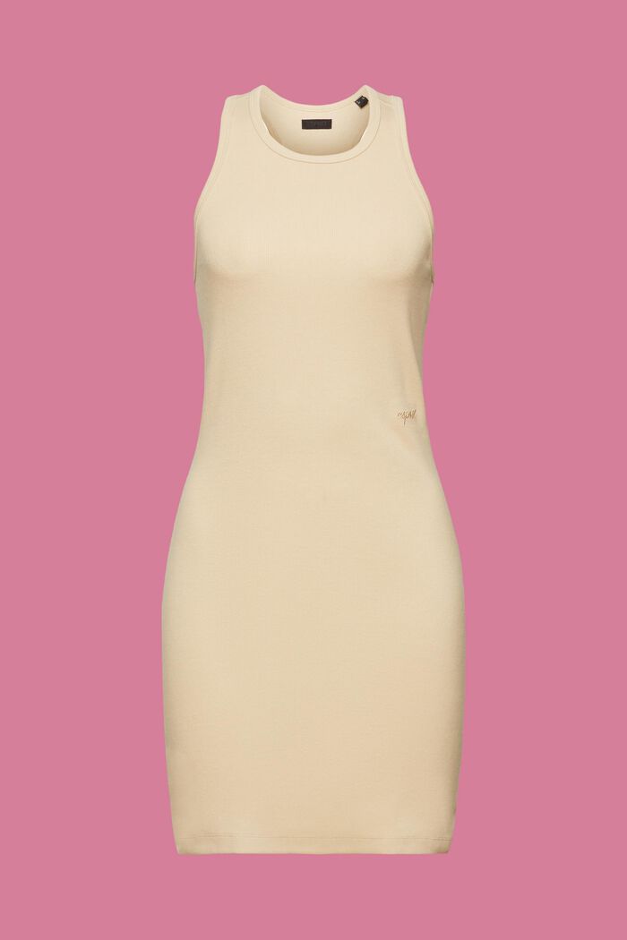 Prążkowana sukienka z dżerseju, SAND, detail image number 7