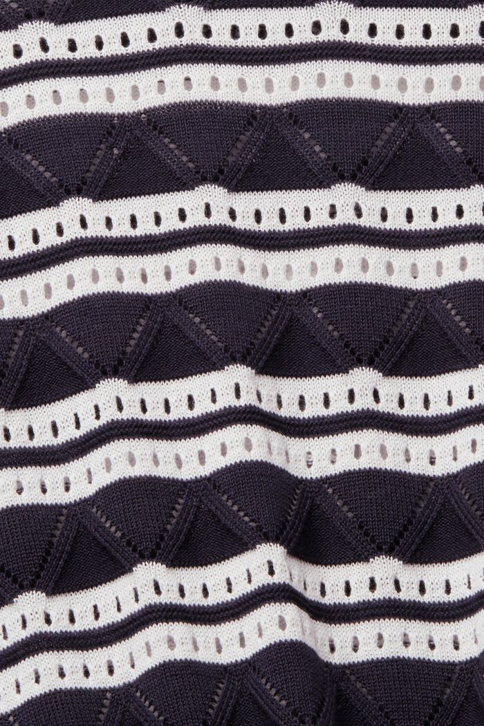 Sweter z ażurowym wzorem z paskami, NAVY, detail image number 1