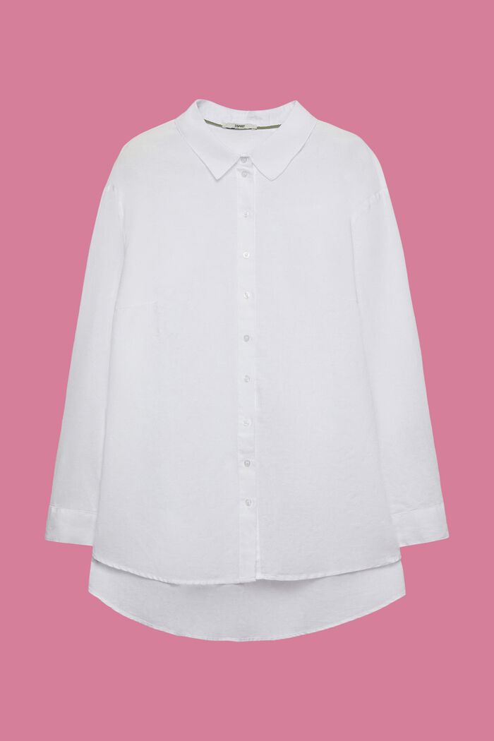 PLUS SIZE Bluzka koszulowa, mieszanka lnu i bawełny, WHITE, detail image number 0