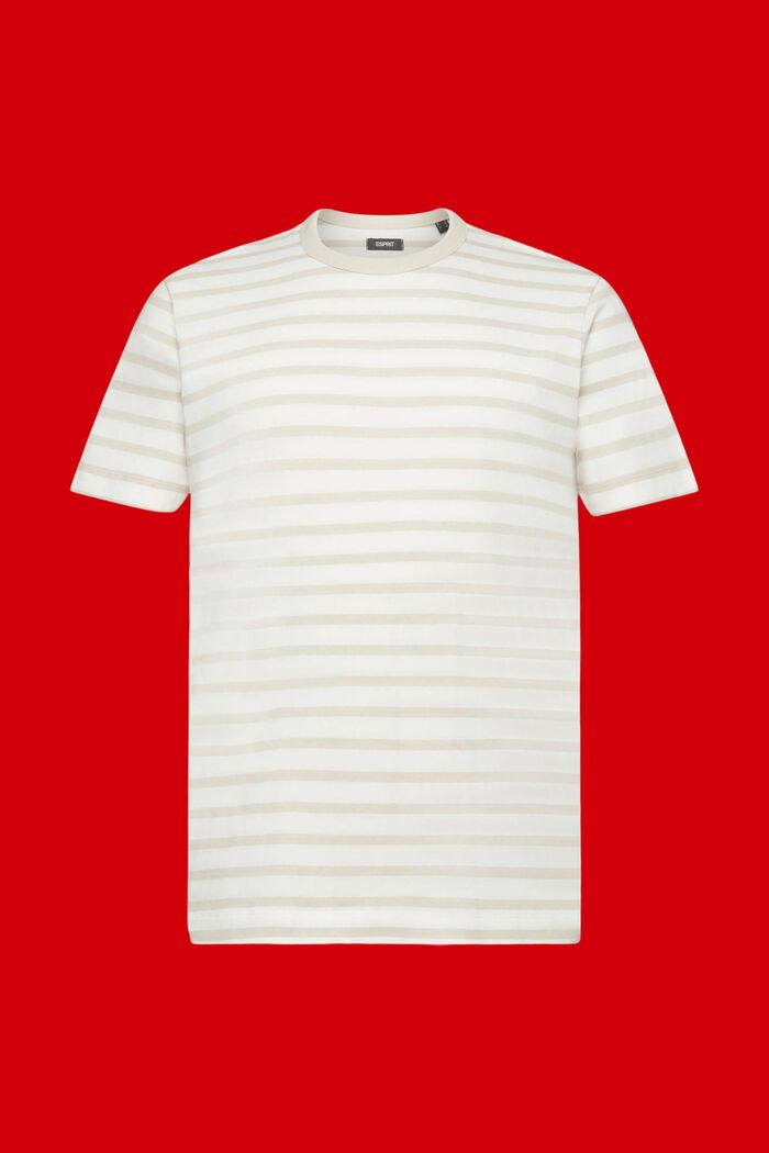 T-shirt w paski ze zrównoważonej bawełny, LIGHT TAUPE, detail image number 6