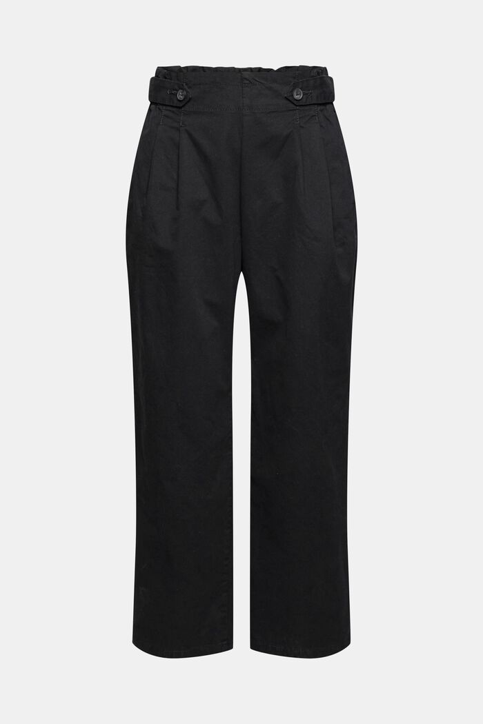 Skrócone spodnie z elastycznym pasem, 100% bawełny, BLACK, detail image number 6