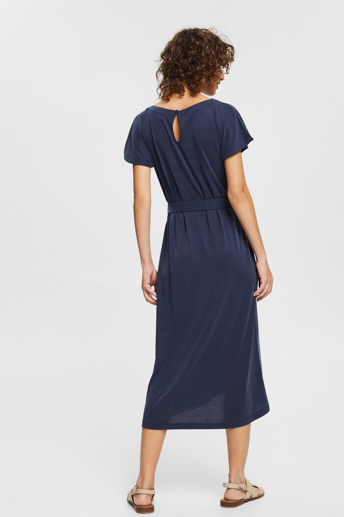 Z włóknem TENCEL™: sukienka midi z wiązanym paskiem, NAVY, detail image number 2
