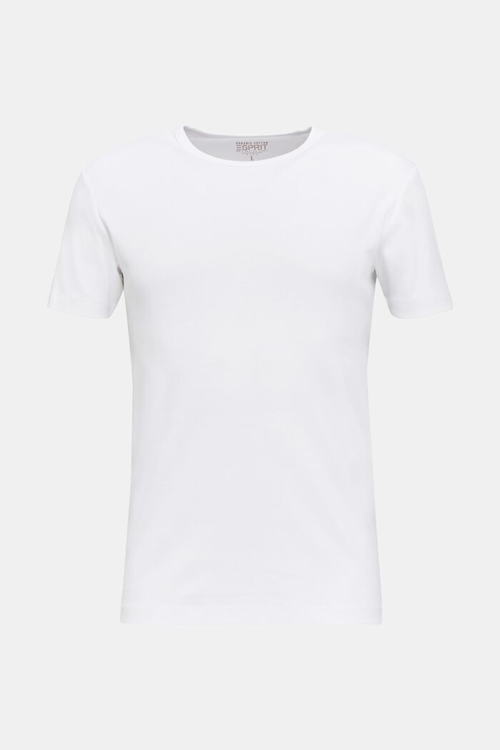 Koszulka z prążkowanego jerseyu, 100% bawełny, WHITE, detail image number 0