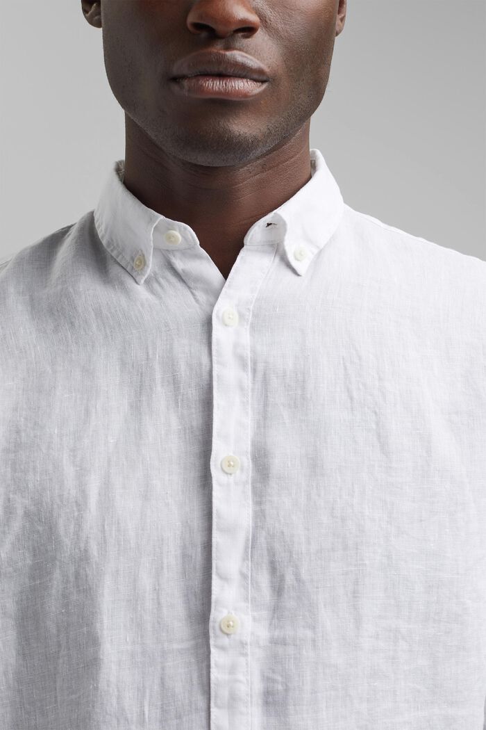 Koszula z przypinanym kołnierzykiem, 100% lnu, WHITE, detail image number 2