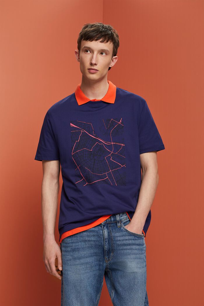 Dżersejowy T-shirt z nadrukiem, DARK BLUE, detail image number 0