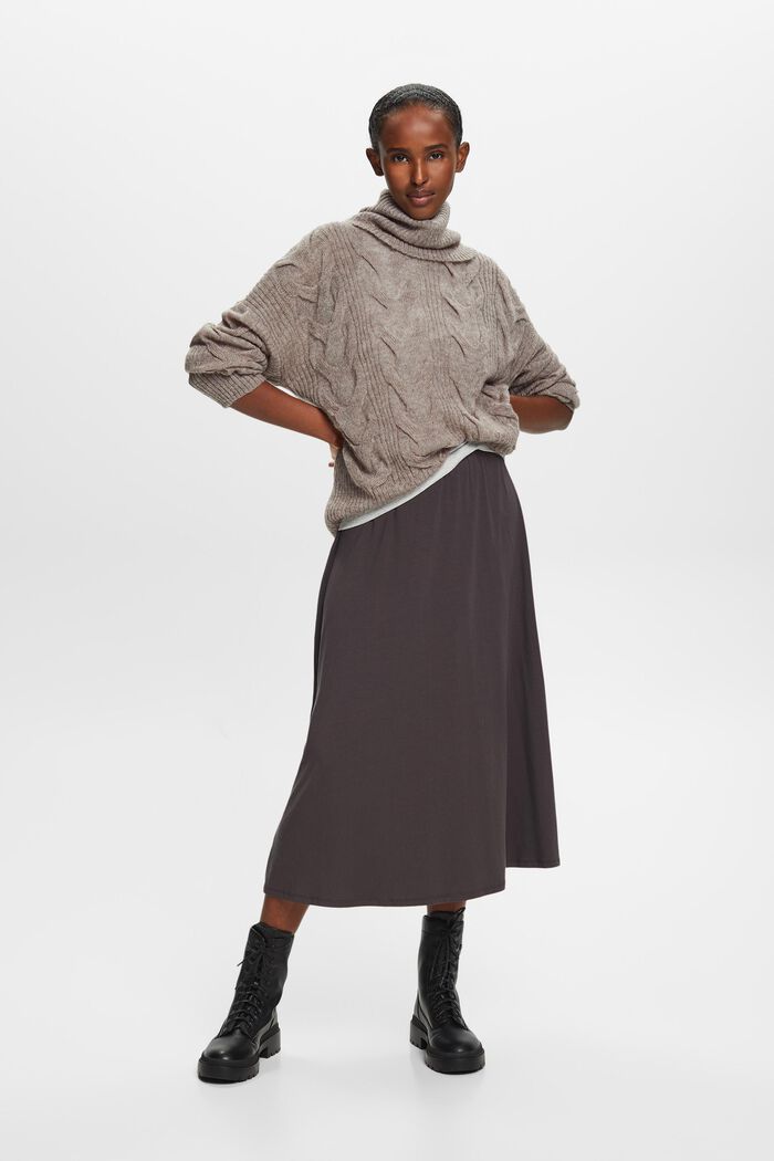 Sweter z półgolfem z wzorem w warkocze, BROWN GREY, detail image number 3
