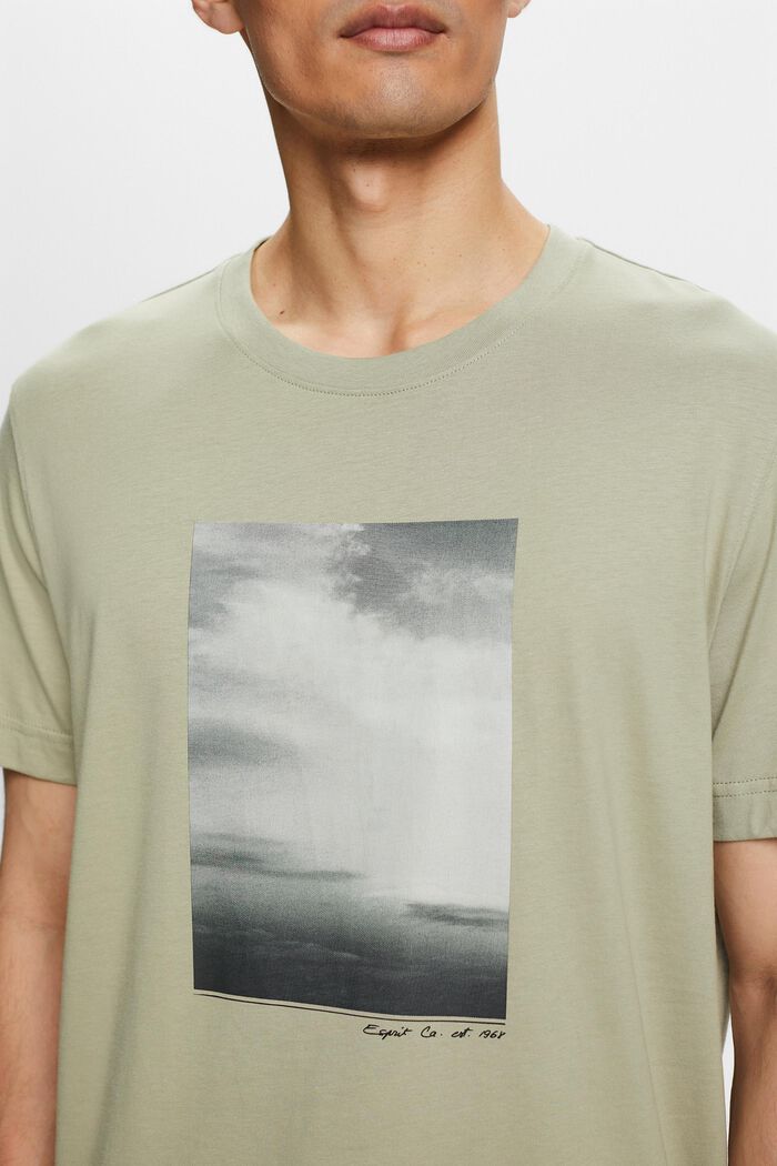 T-shirt z nadrukiem z bawełny organicznej, DUSTY GREEN, detail image number 1