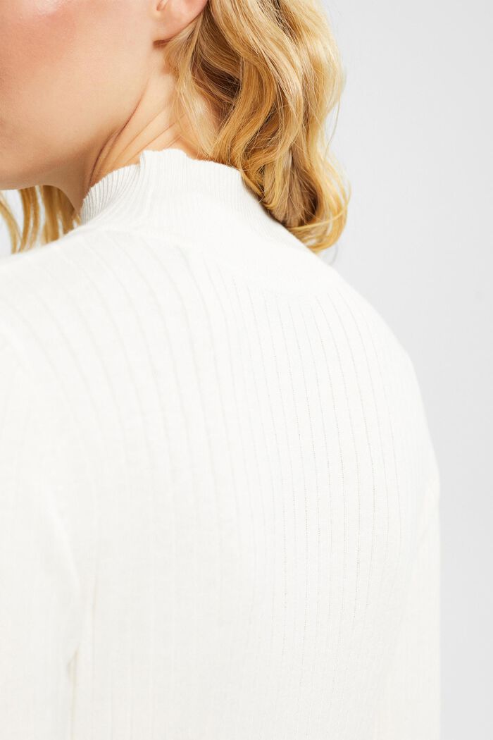 Sweter z prążkowanej dzianiny, OFF WHITE, detail image number 0