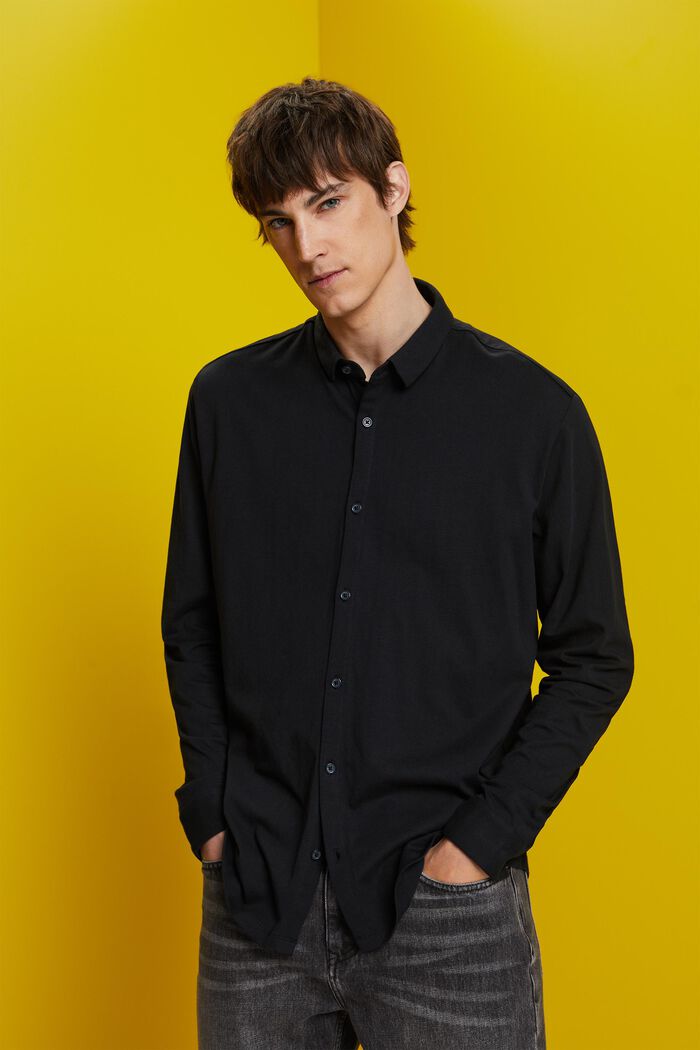 Koszula z dżerseju, 100% bawełny, BLACK, detail image number 0