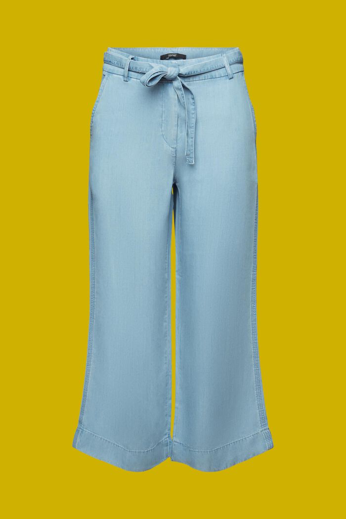 Spodnie z szerokimi, skróconymi nogawkami, TENCEL™, BLUE LIGHT WASHED, detail image number 7