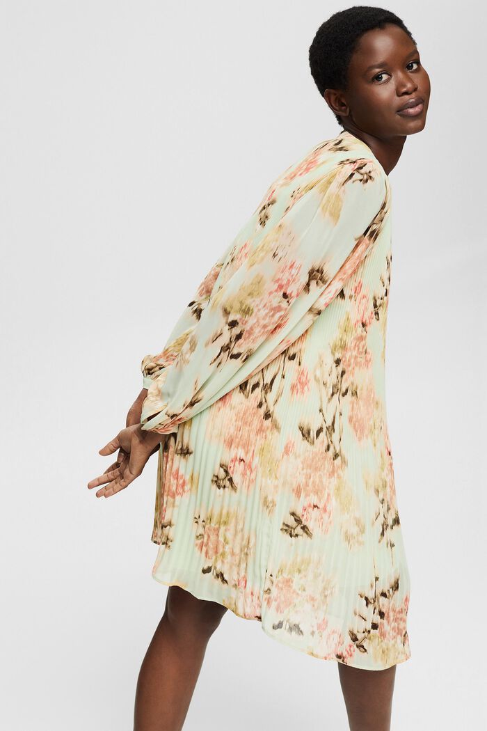 Z recyklingu: szyfonowa sukienka z kwiatowym wzorem, PASTEL GREEN, detail image number 4