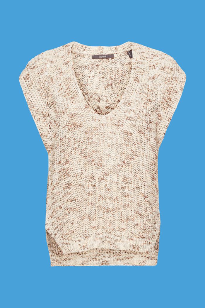 Sweter bez rękawów z dekoltem w serek, TAUPE, detail image number 6