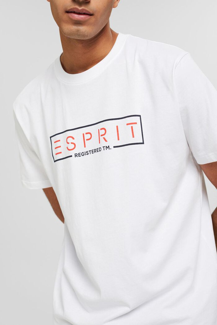 Jerseyowy T-shirt z logo, 100% bawełny, WHITE, detail image number 2