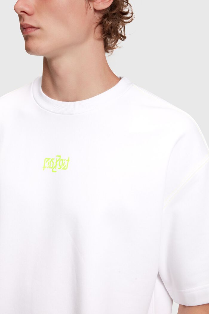 Bluza z neonowym nadrukiem, fason relaxed, WHITE, detail image number 2