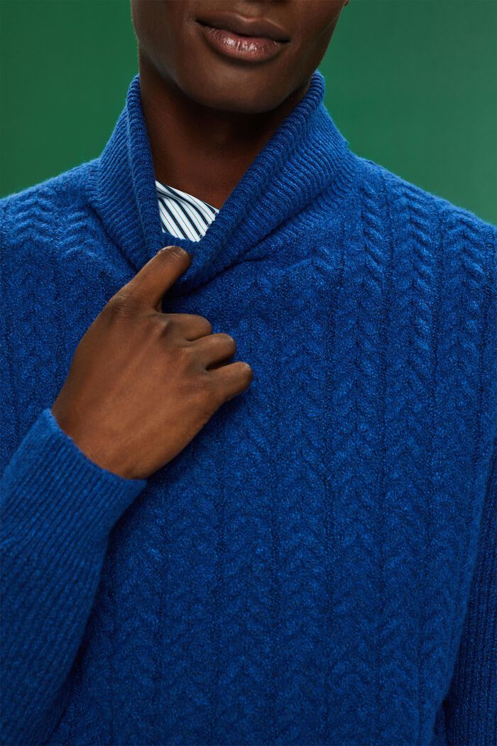 Sweter z golfem z dzianiny w warkocze, BRIGHT BLUE, detail image number 2