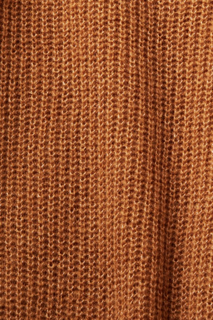 Sweter z dekoltem w serek, mieszanka z wełną, CARAMEL, detail image number 5