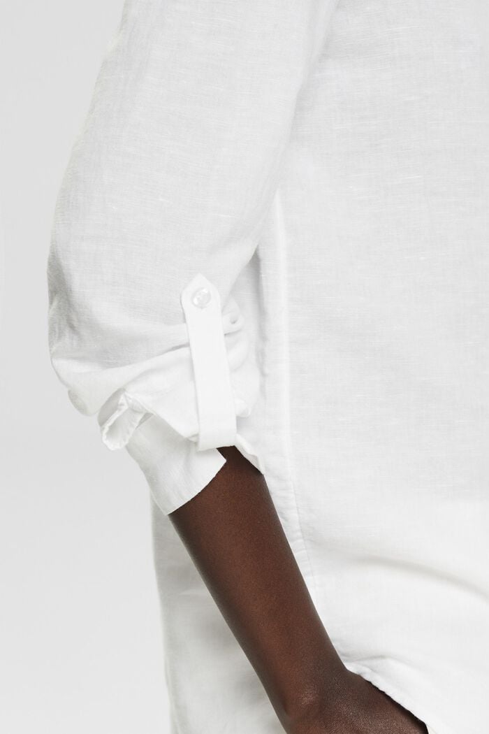 Oversizowa bluzka z mieszanki lnianej, WHITE, detail image number 5