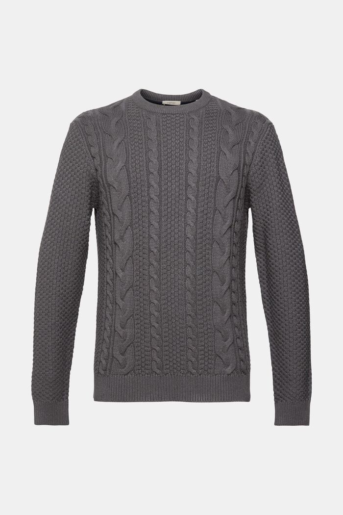 Sweter z warkoczowym wzorem, DARK GREY, detail image number 2