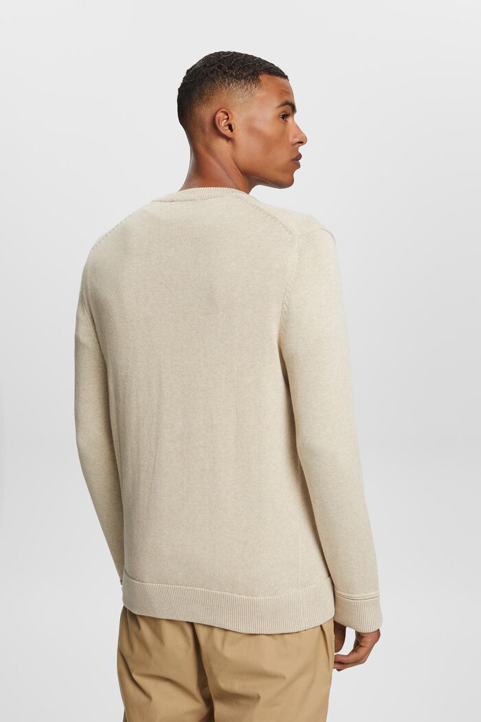 Bawełniany sweter z dekoltem w serek, SAND, detail image number 3