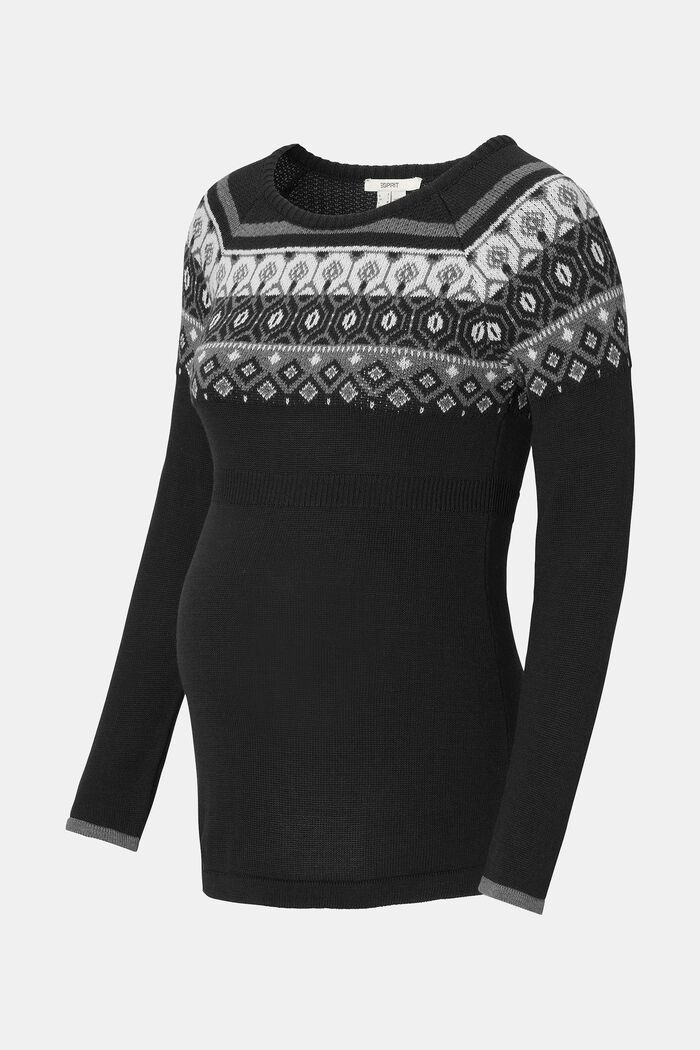 Dzianinowy żakardowy sweter, bawełna organiczna, BLACK INK, detail image number 4