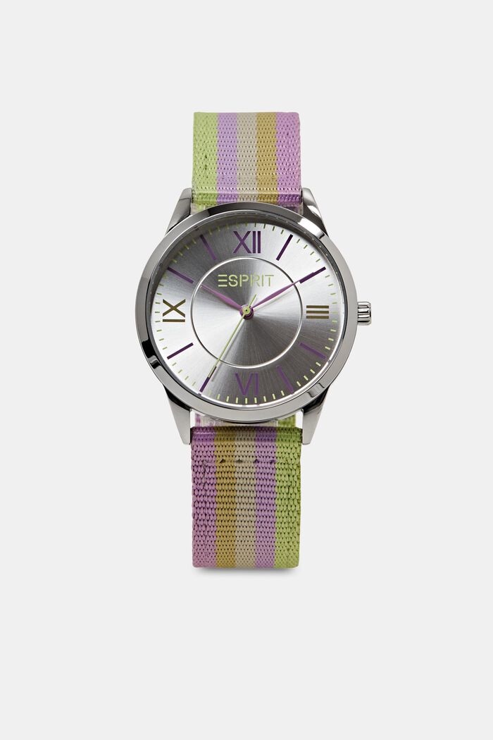 Zegarek ze stali nierdzewnej z materiałowym paskiem, SILVER, detail image number 0