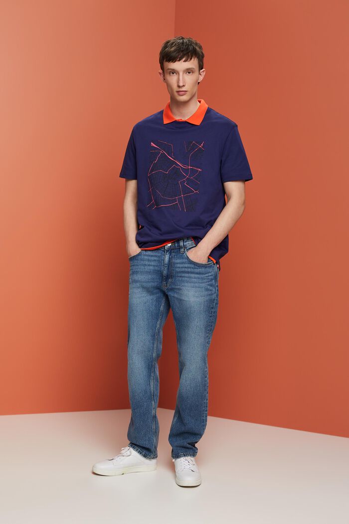 Dżersejowy T-shirt z nadrukiem, DARK BLUE, detail image number 1