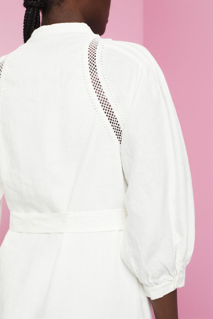 Sukienka midi z lnu, OFF WHITE, detail image number 4