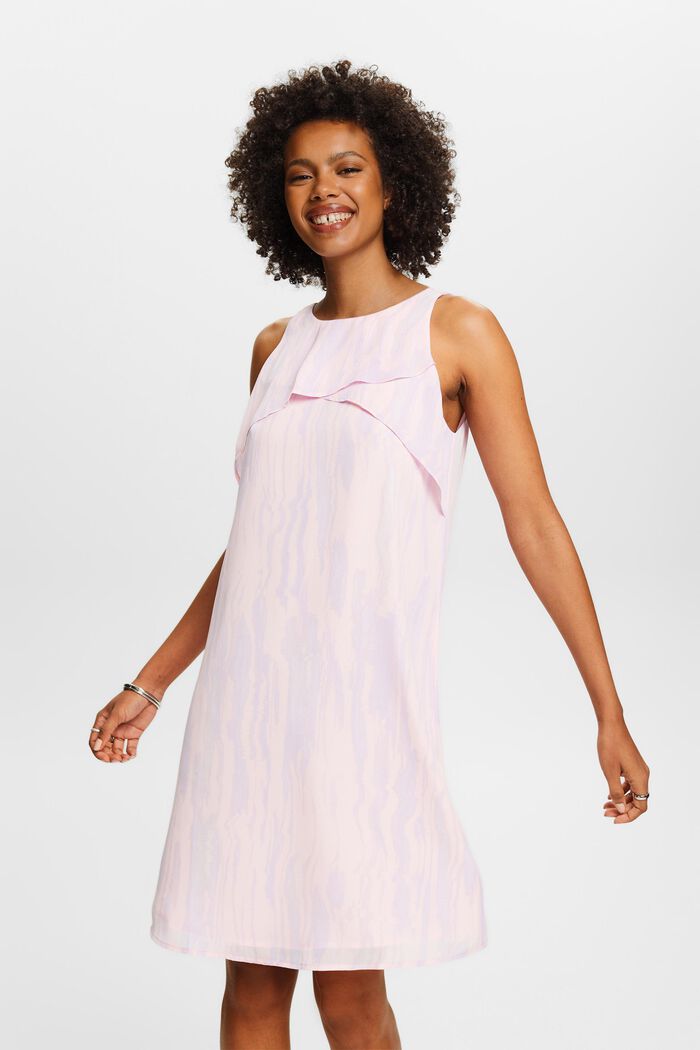 Sukienka mini z szyfonowej krepy z nadrukiem, PASTEL PINK, detail image number 4