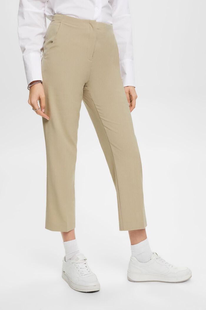 Skrócone spodnie w biznesowym stylu, DUSTY GREEN, detail image number 0