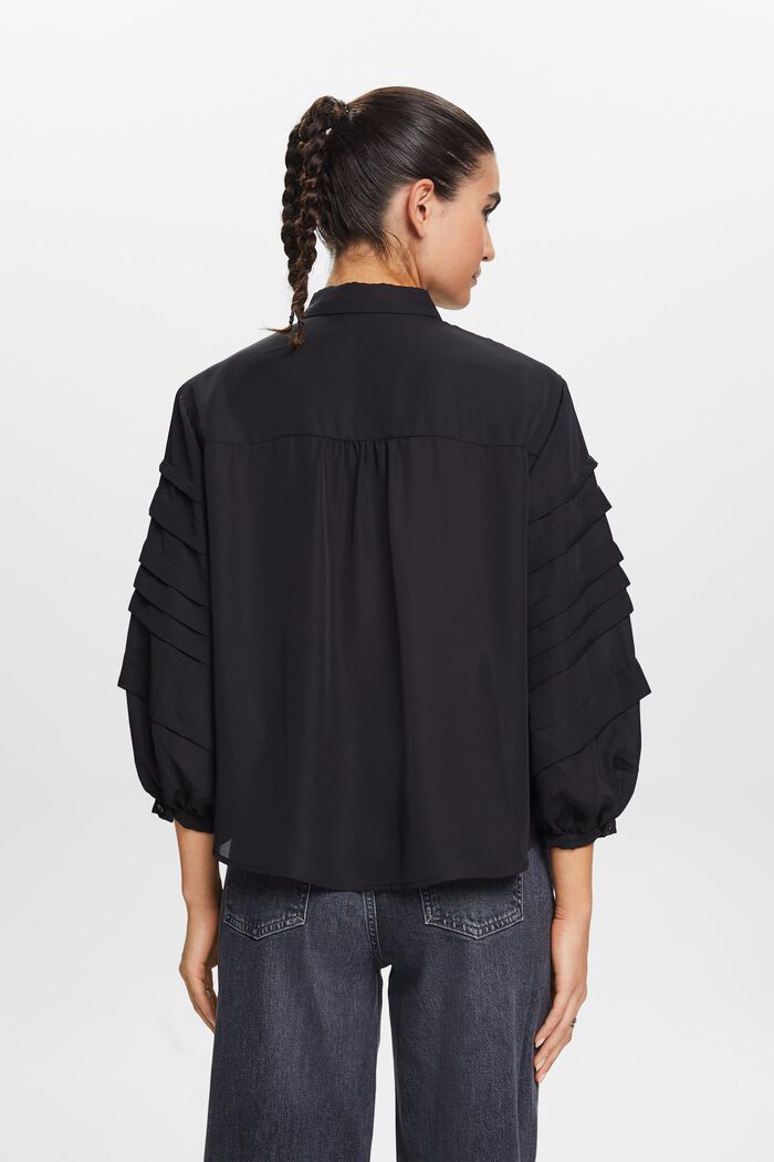 Plisowana bluzka koszulowa, BLACK, detail image number 4