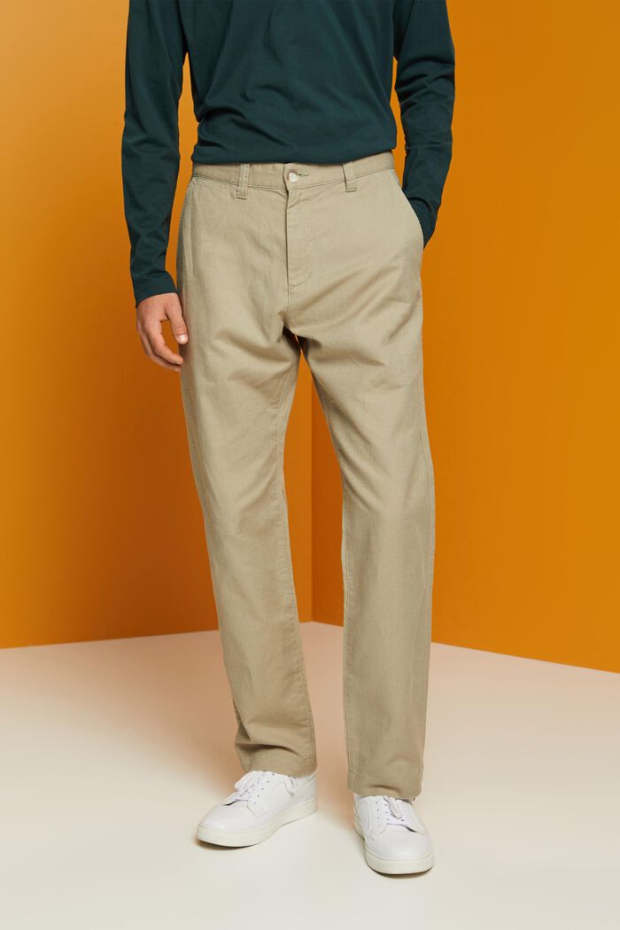 Spodnie z mieszanki bawełny i lnu, LIGHT GREEN, detail image number 0