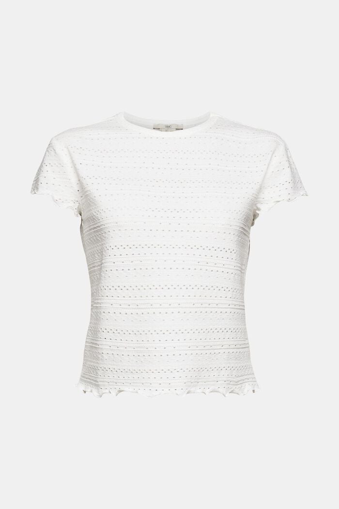 T-shirt z dziurkowanym wzorem, OFF WHITE, detail image number 6