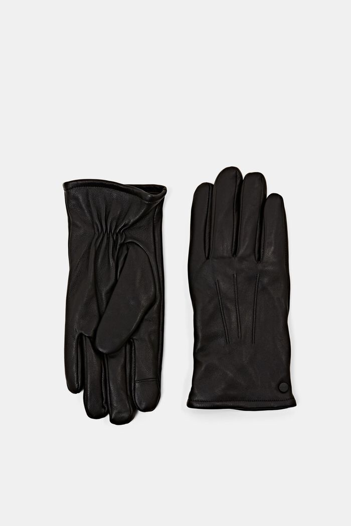 Skórzane rękawiczki ze sztucznym futerkiem