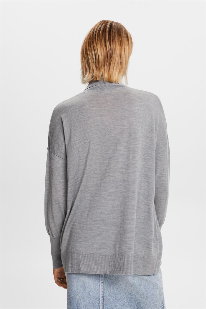 Oversizowy wełniany sweter z półgolfem, MEDIUM GREY, detail image number 4