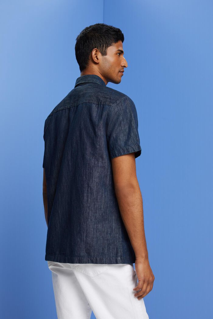 Koszula z krótkim rękawem w dżinsowym stylu, BLUE BLACK, detail image number 5